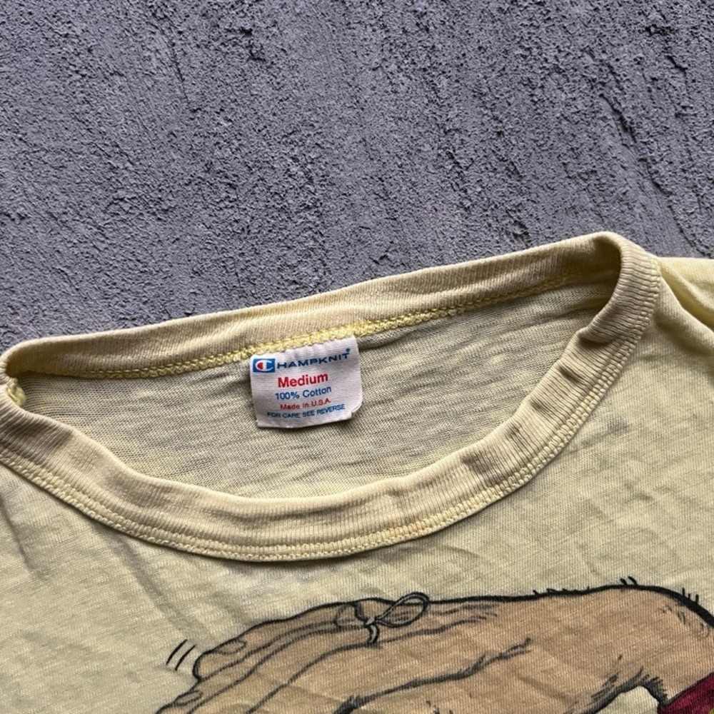 Vintage Yo-Yo Shirt Men Medium Yellow 1980s Champion Folk Art - Picture 4 of 9